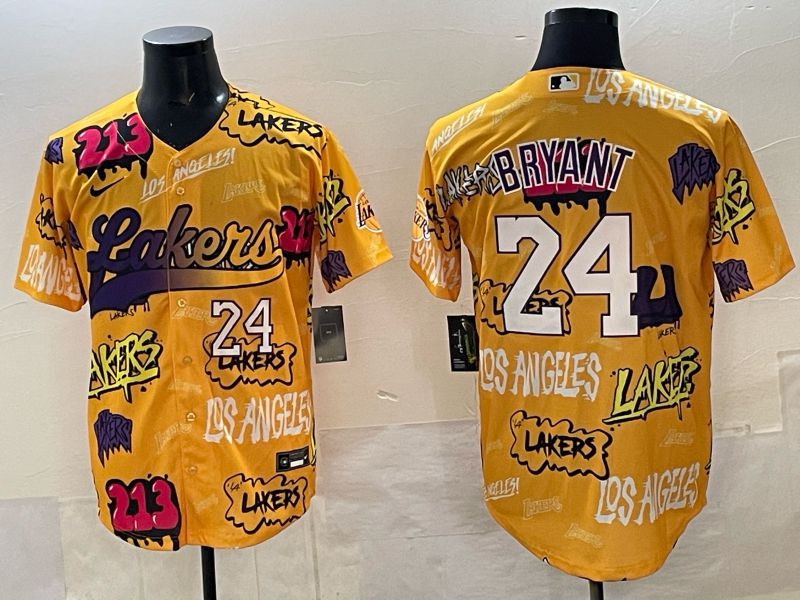 Men Los Angeles Lakers Nike #24 Bryant yellow NBA 2025 Jersey style 02